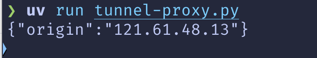 隧道代理 python demo 运行结果截图